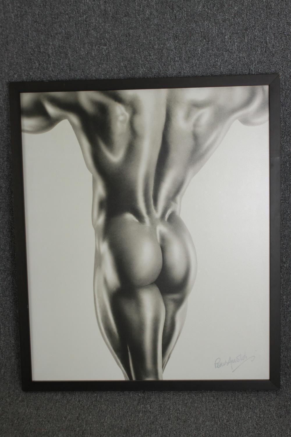 Peter Arnold, black and white photograph of a nude male, signed by artist. H.97 W.81cm. - Image 2 of 4