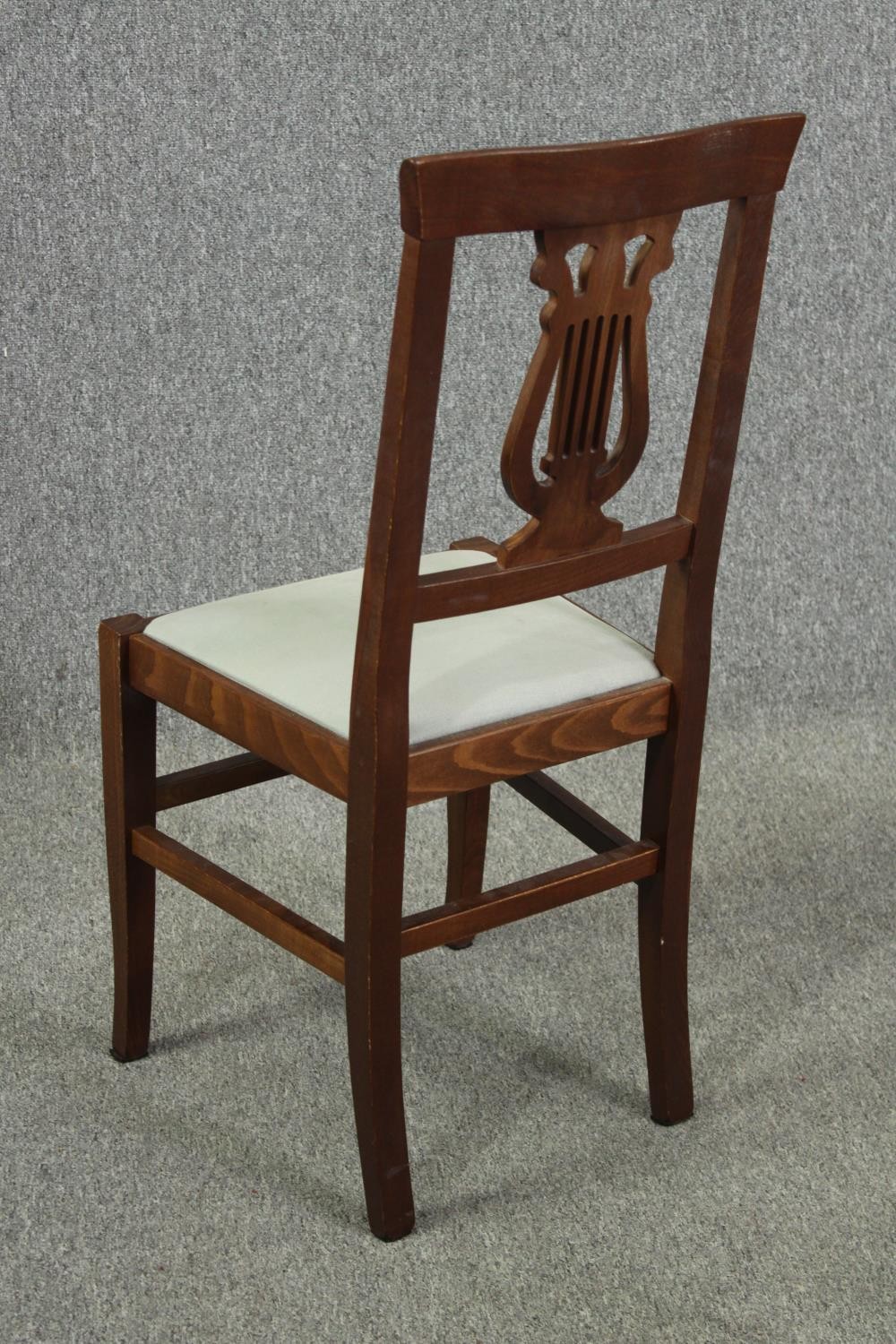 Dining chairs a set of six Continental style in fruitwood. - Image 6 of 7