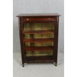 A late 19th century Continental mahogany dwarf open bookcase. H.120 W.89 D.36cm.