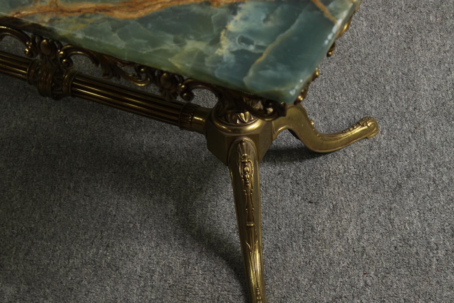 Coffee table, 1970's vintage onyx and brass. H.46 W.100 D.50cm. - Image 6 of 7