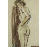 A framed and glazed pastel nude study. H.80 W.61cm.