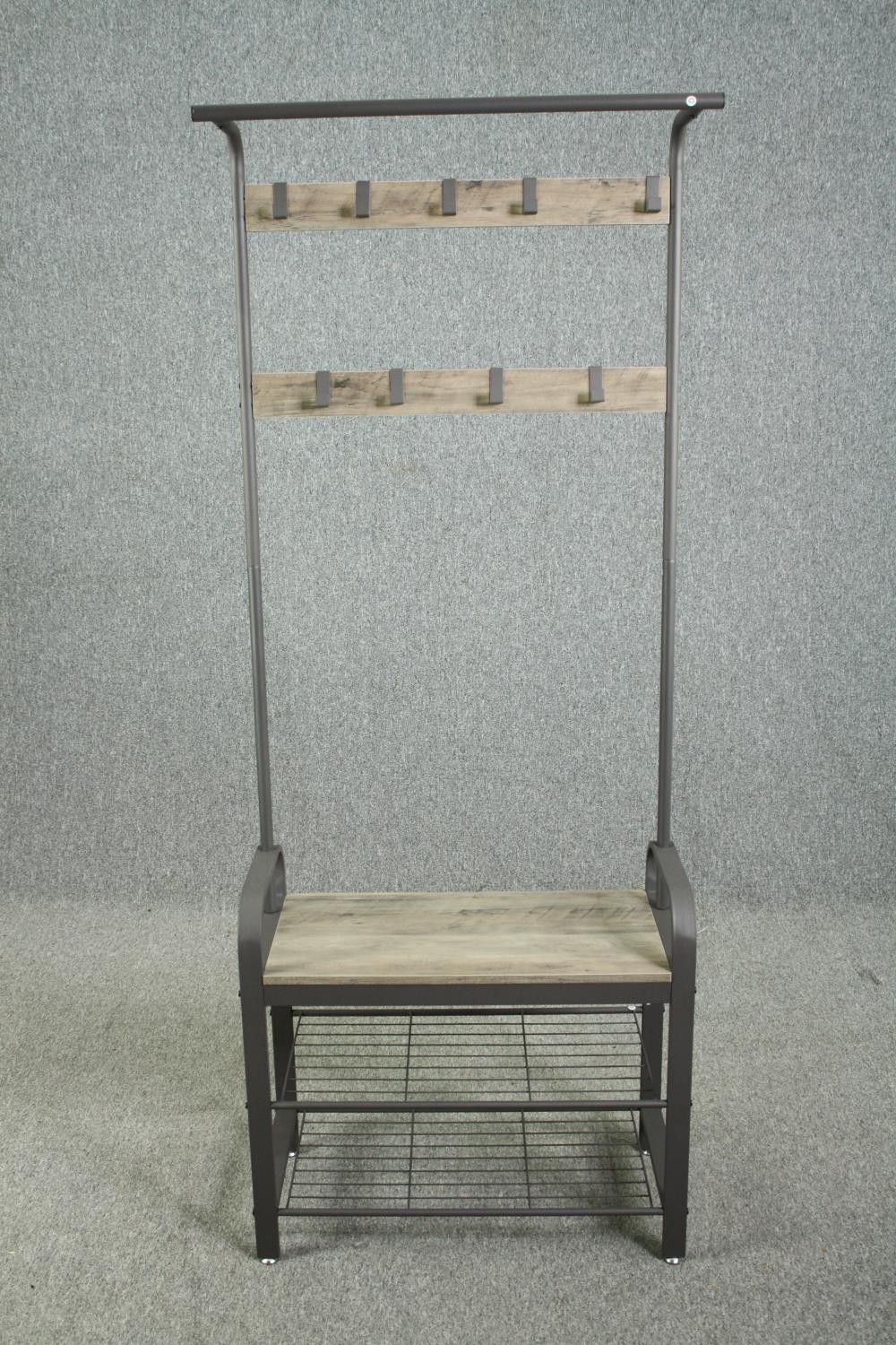 A contemporary locker room style hallstand. H.182 W.72 D.34cm.