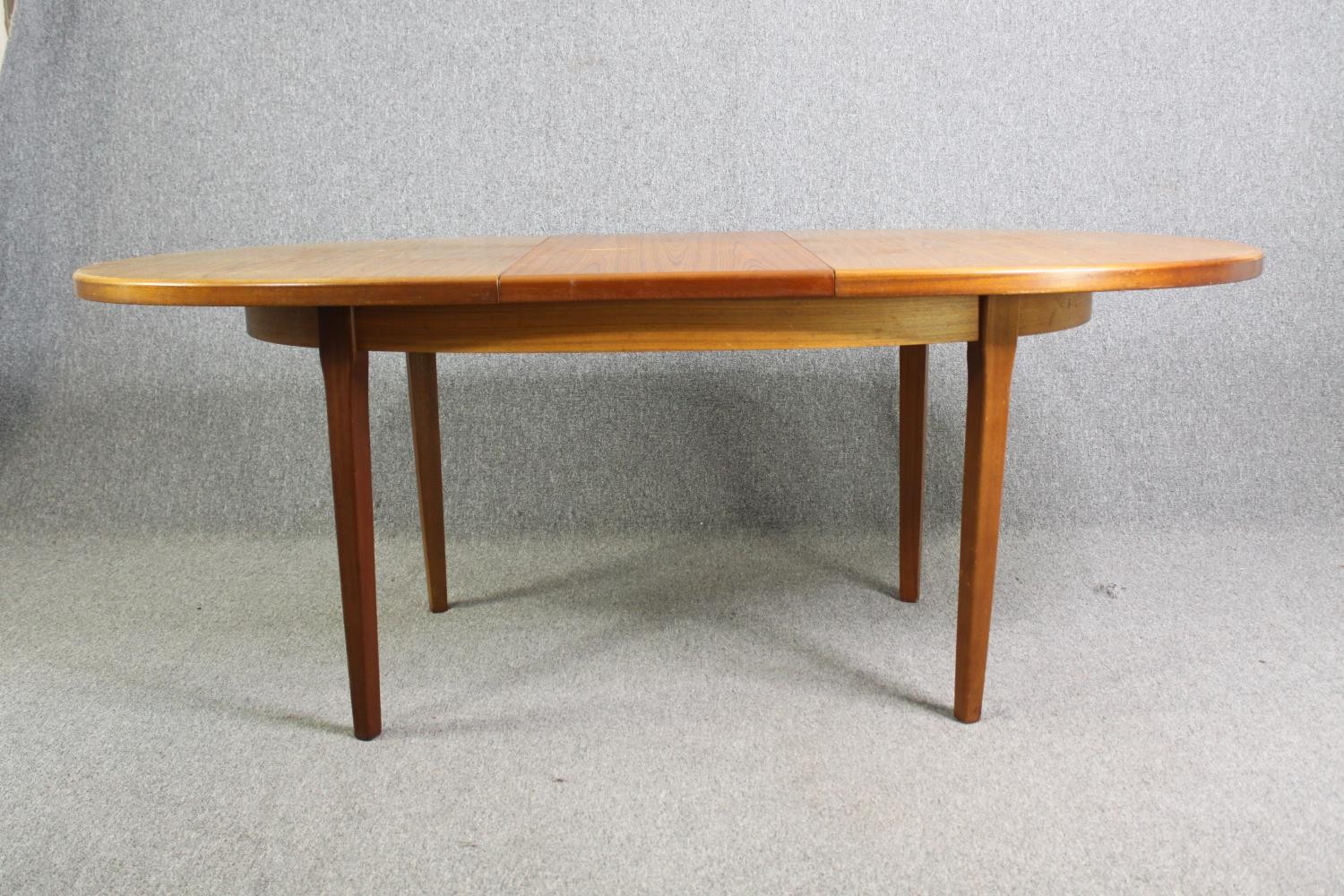 Dining table, mid century teak with integral butterfly extension leaf. H.75 W.197 (ext) D.92cm. - Image 6 of 7