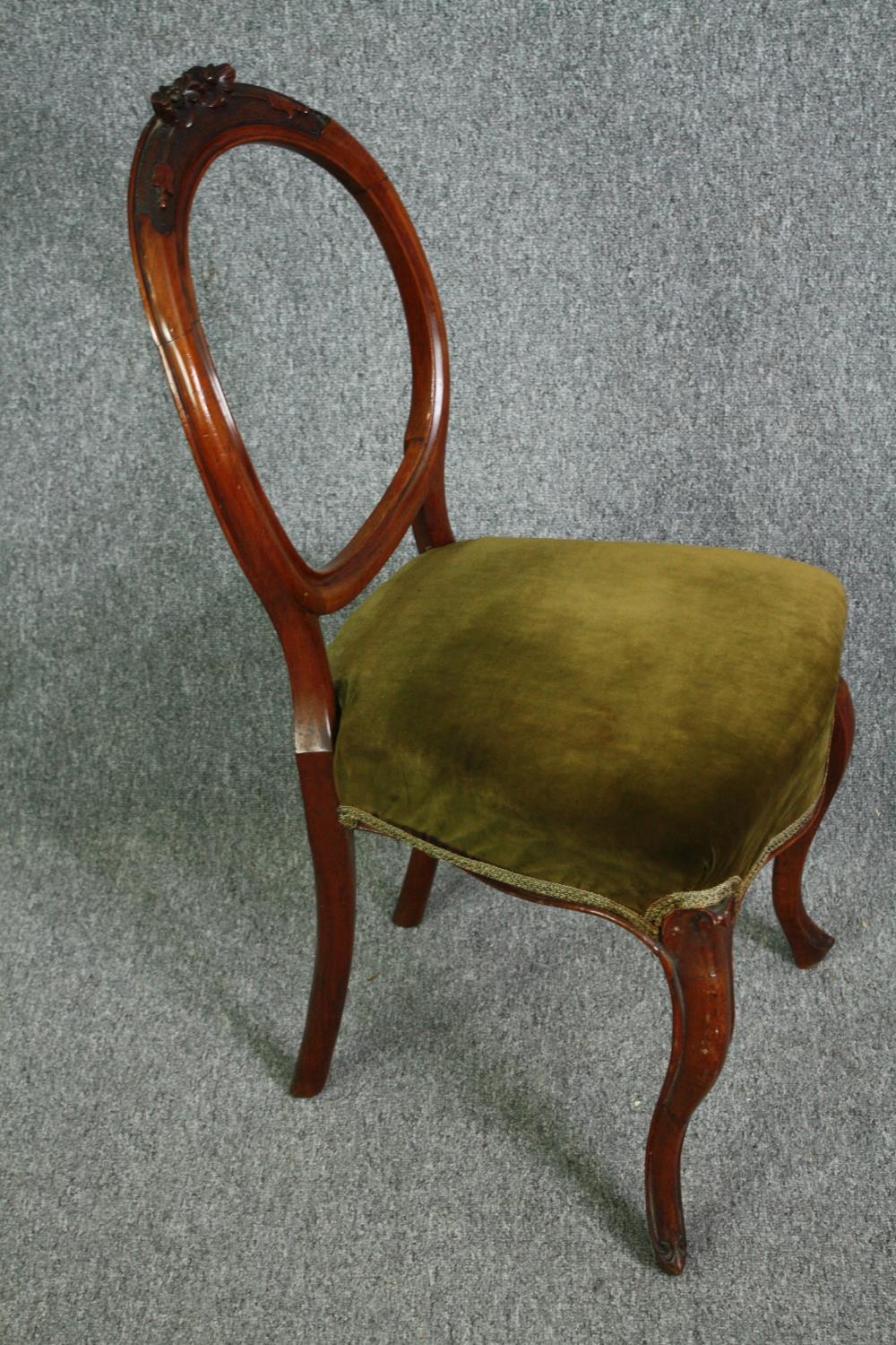 Dining chairs, a set of four Victorian carved walnut. - Image 3 of 8