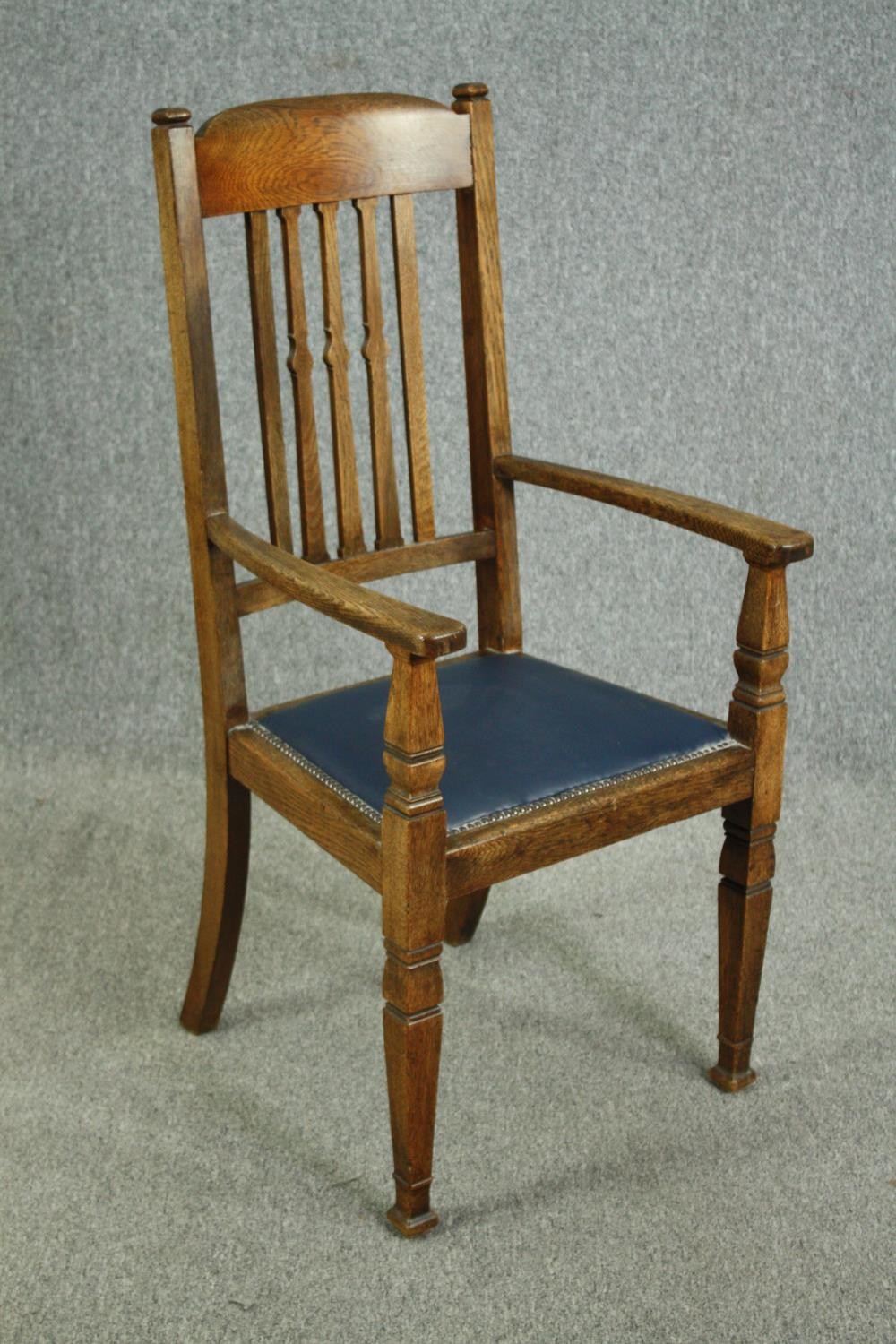 Armchairs, a pair, late 19th century oak. - Image 3 of 8