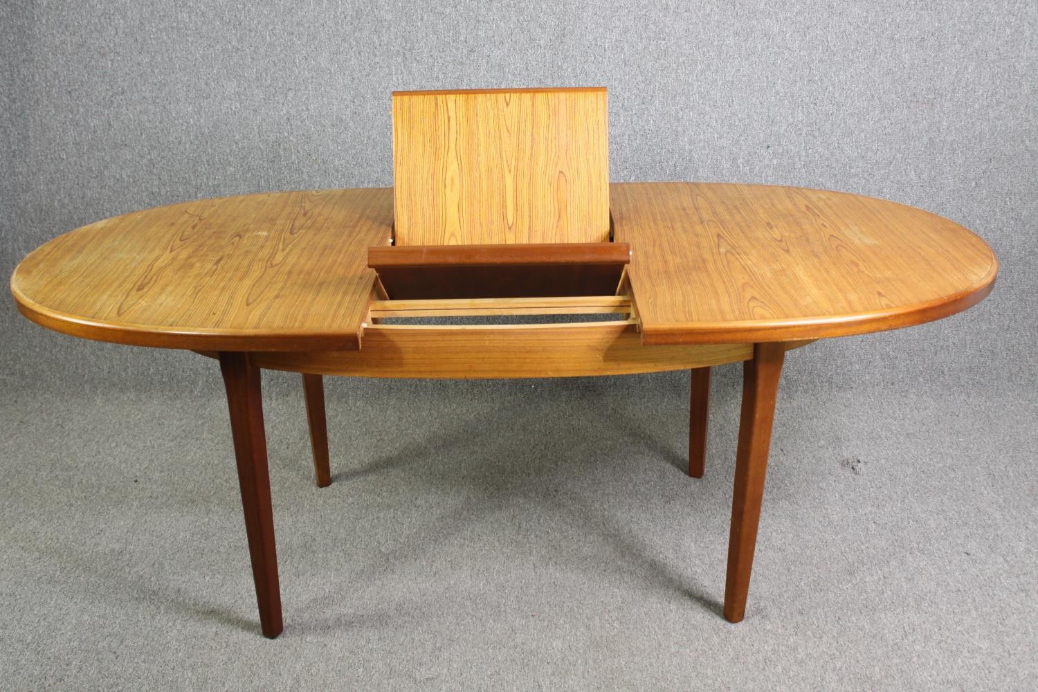 Dining table, mid century teak with integral butterfly extension leaf. H.75 W.197 (ext) D.92cm. - Image 4 of 7