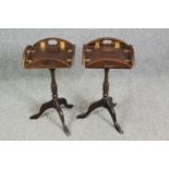 A pair of Georgian style mahogany butler's tray occasional tables. H.50 Dia.39cm. (each).