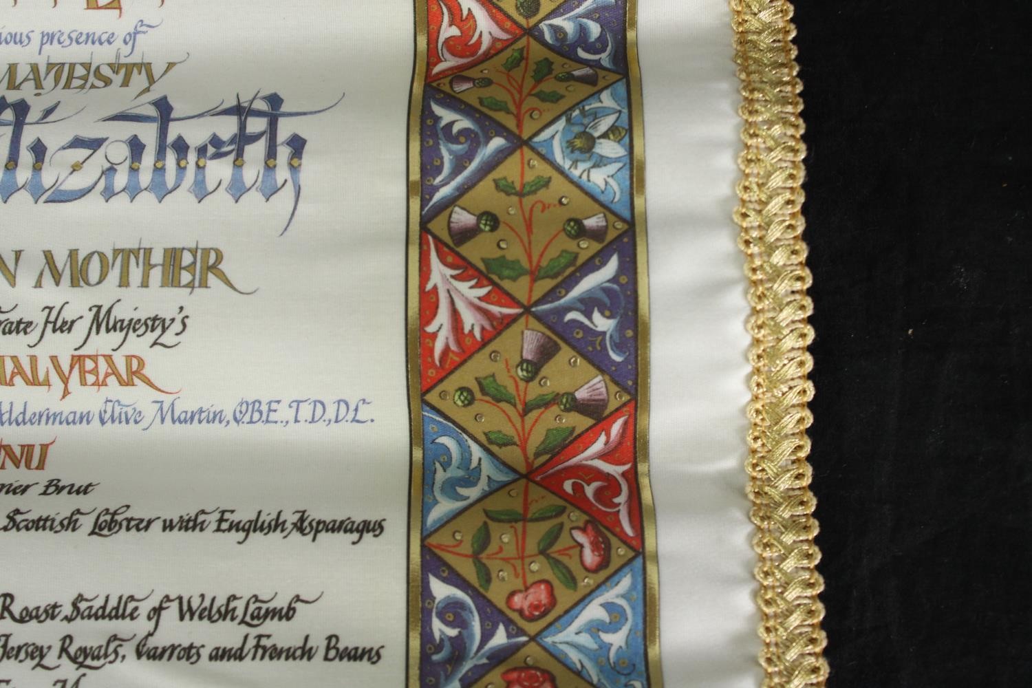 A boxed luncheon menu scroll to celebrate the centennial of The Queen Mother in 2000. H.39 W.29cm. - Image 5 of 5