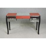 Desk or dressing table, contemporary glazed and painted. H.75 W.121 D.43cm.