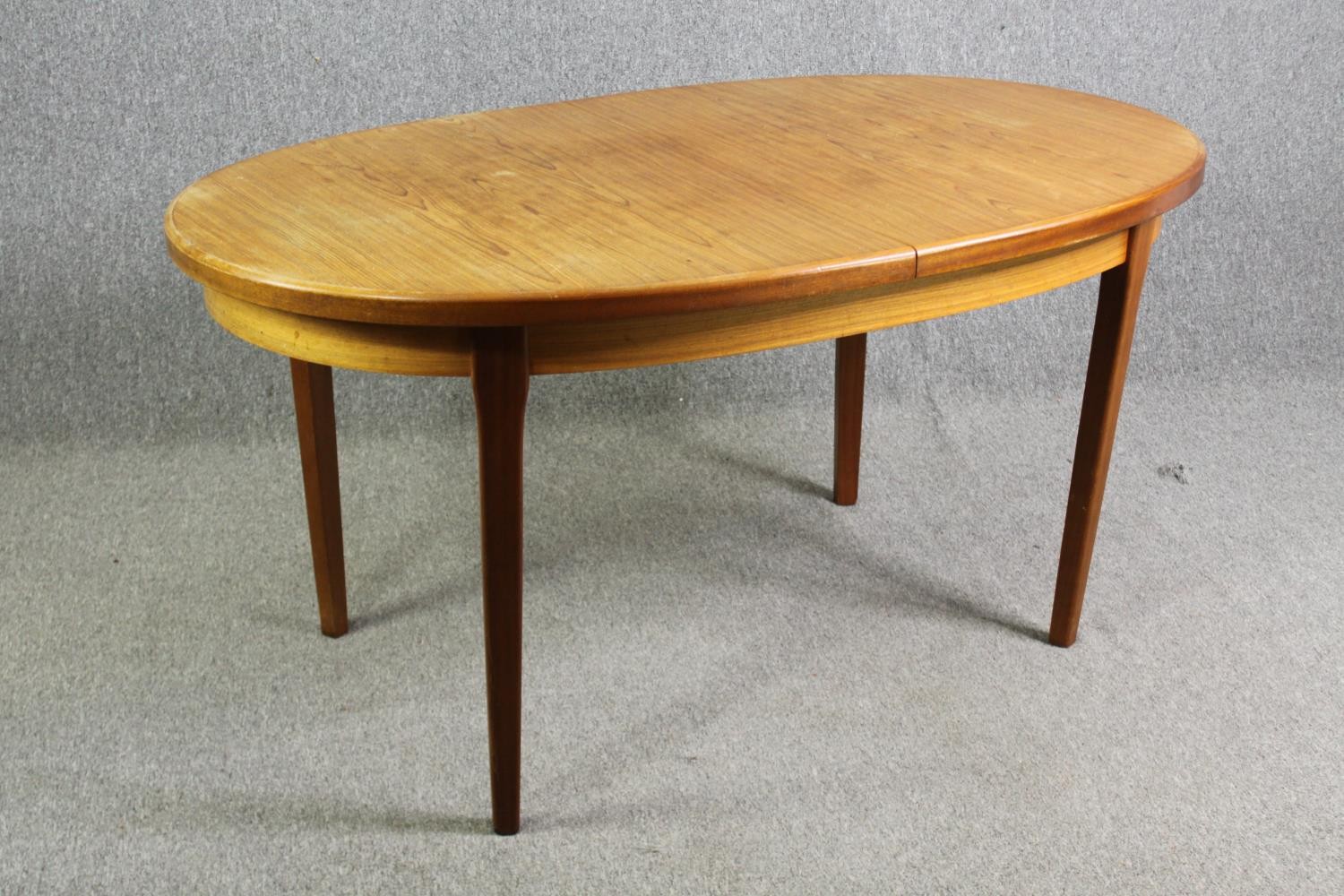Dining table, mid century teak with integral butterfly extension leaf. H.75 W.197 (ext) D.92cm. - Image 2 of 7