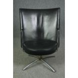 A vintage Erik Jorgensen EJ70 partner chair in leather and chrome, designed by Johannes Foersom