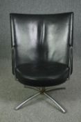 A vintage Erik Jorgensen EJ70 partner chair in leather and chrome, designed by Johannes Foersom