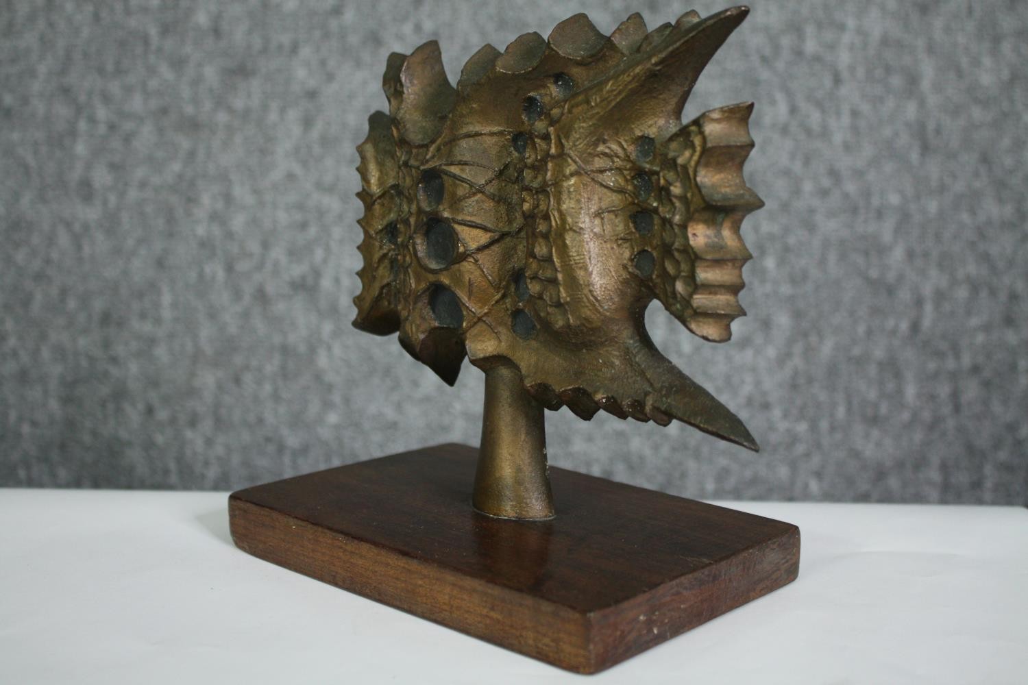 A 1970's Italian bronze abstract design award. Inscribed, dated 1972, signed P.Del. Mounted on a - Image 3 of 6