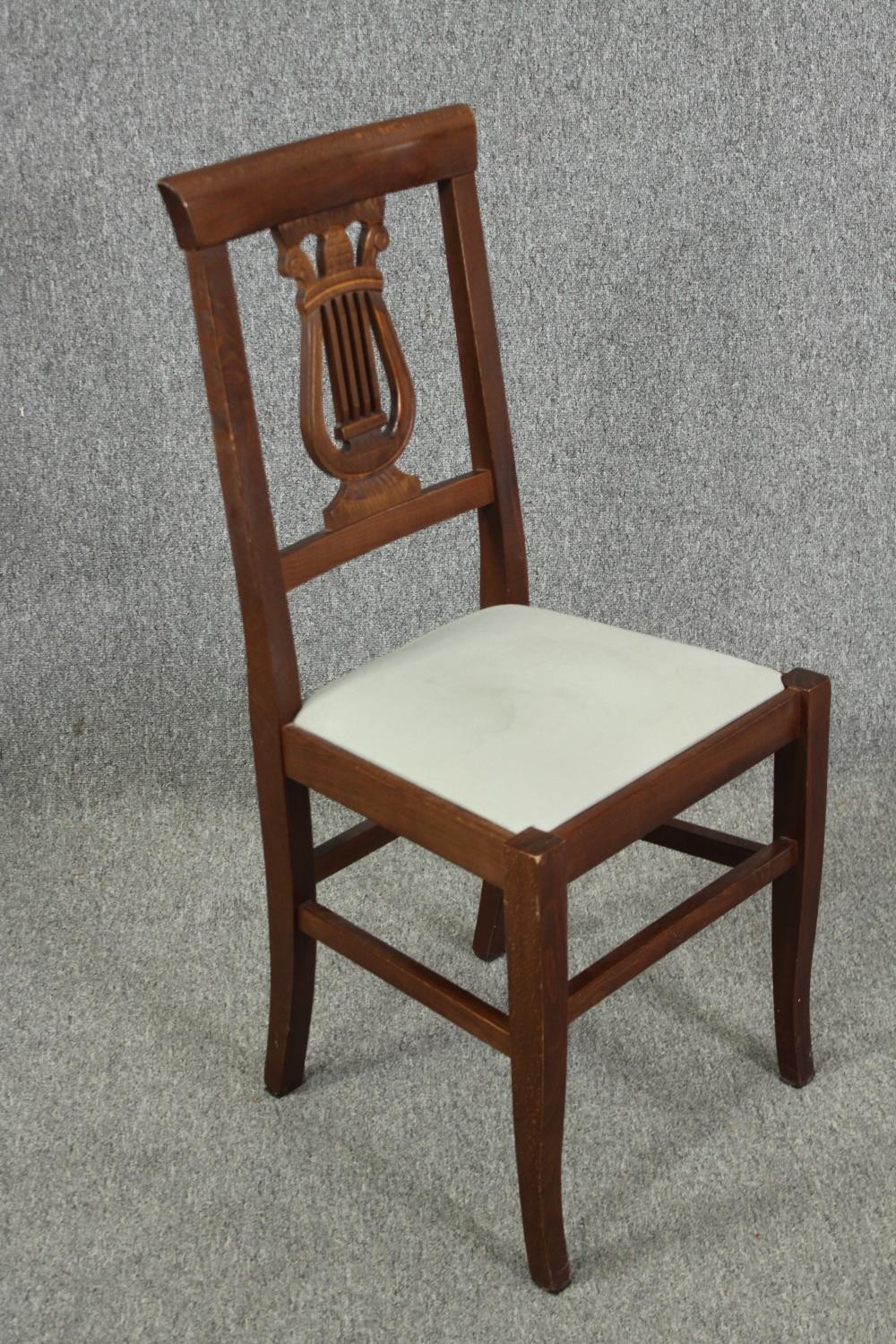 Dining chairs a set of six Continental style in fruitwood. - Image 4 of 7