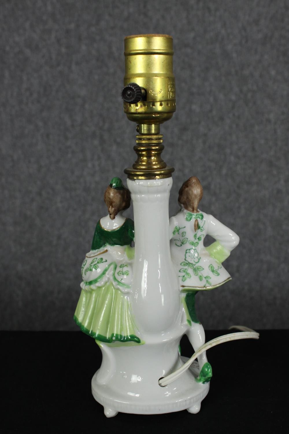 A pair of continental porcelain figural table lamp bases, 20th century, H.27cm. (each). - Image 7 of 9