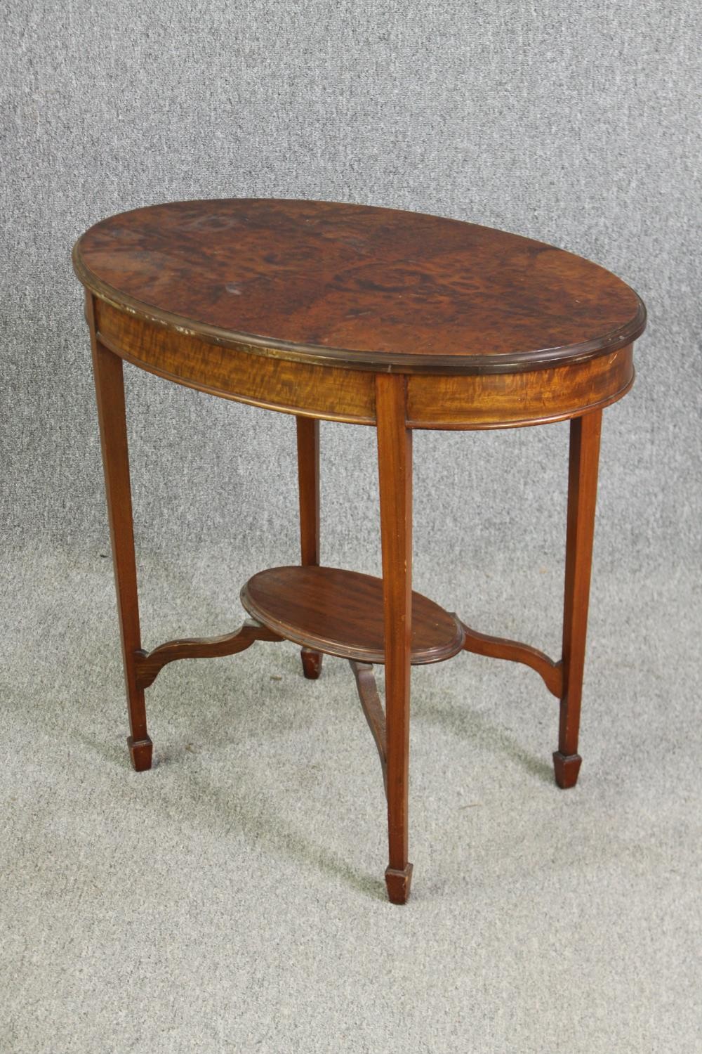 A burr wood side table, 19th century, in the George III style. H.74 W.80 D.53cm. - Image 3 of 5