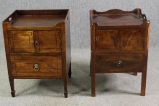 Two mahogany commodes, one George III, the other Regency. 76 W.56 D.48cm. (largest).