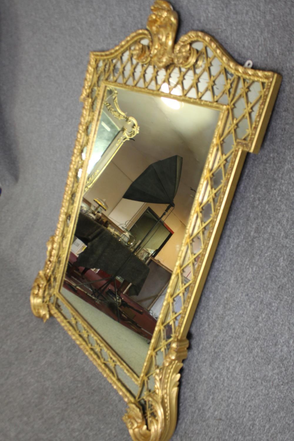 A 19th century Régence style carved giltwood overmantel mirror. H.157 W.115cm. - Image 3 of 7