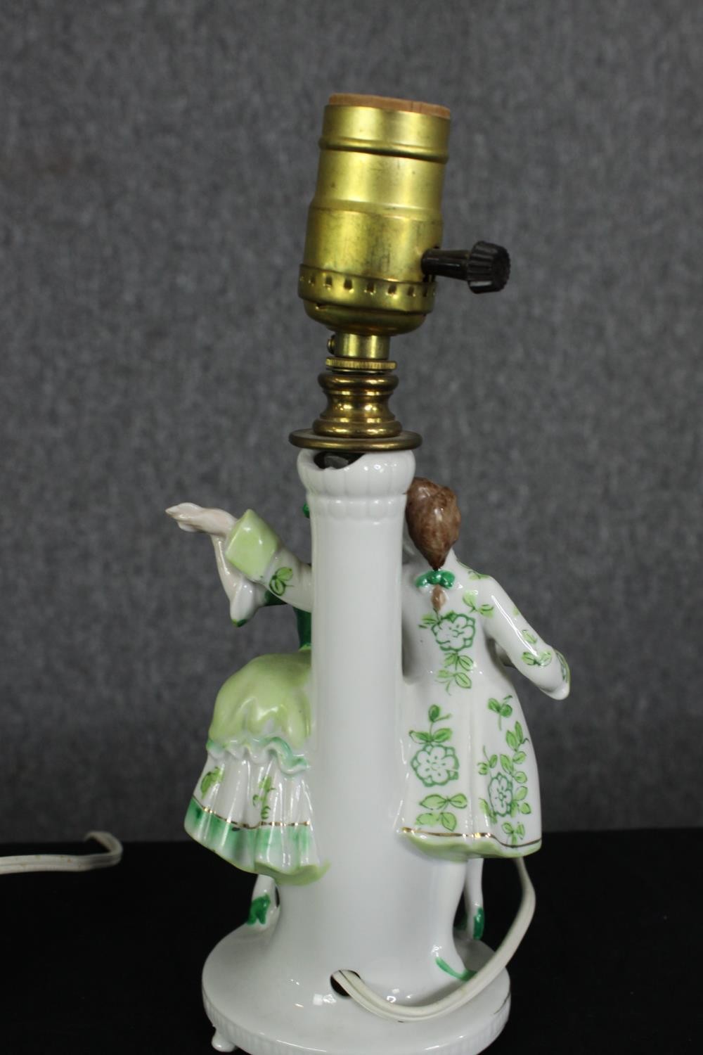 A pair of continental porcelain figural table lamp bases, 20th century, H.27cm. (each). - Image 8 of 9