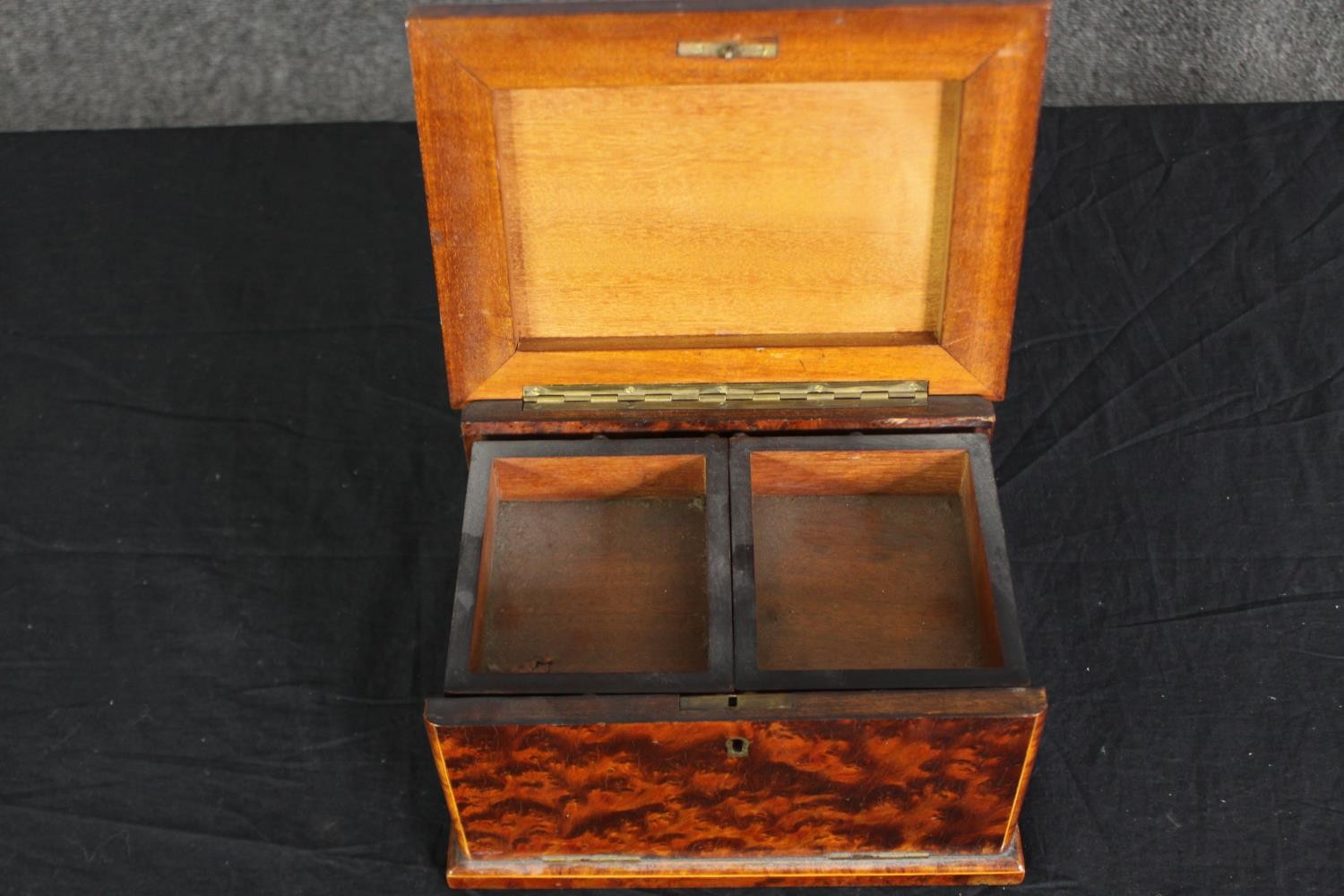 A burr yewwood travelling box, late 19th/early 20th century, H.12 W.20 D.15cm. - Image 4 of 8
