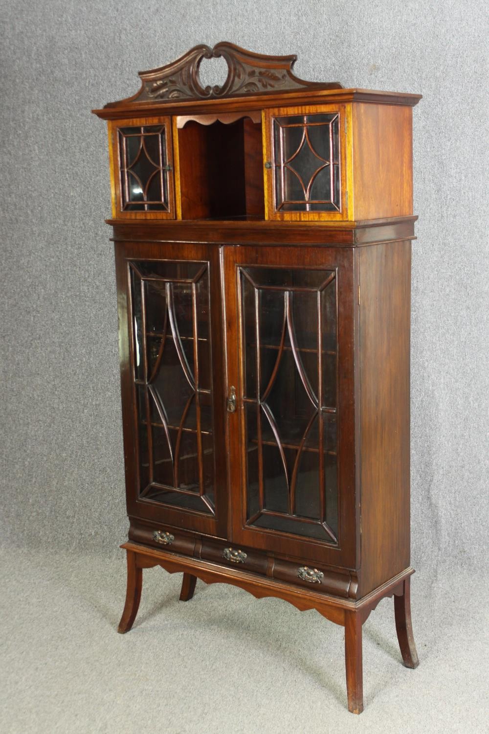 An Edwardian mahogany carved and glazed display cabinet, H.190 W.94 D.40cm. - Image 3 of 9