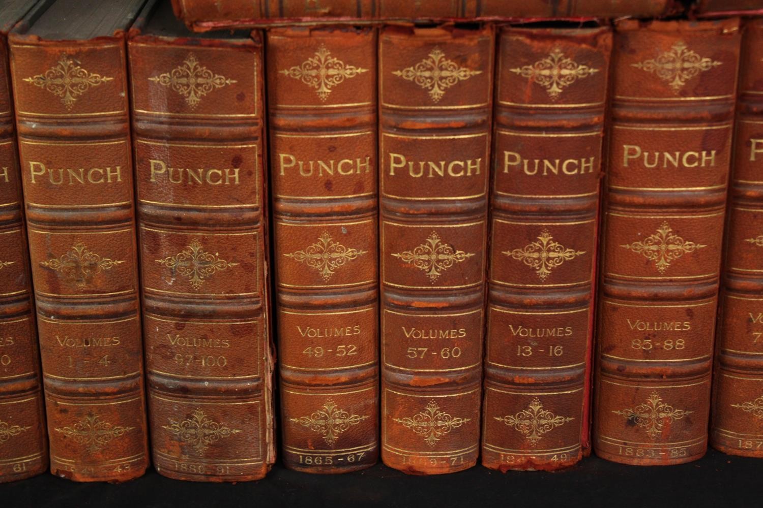 The History of Punch, late 19th century, volumes 1-100, complete set, leather bound. H.29 W.24cm. ( - Image 3 of 13