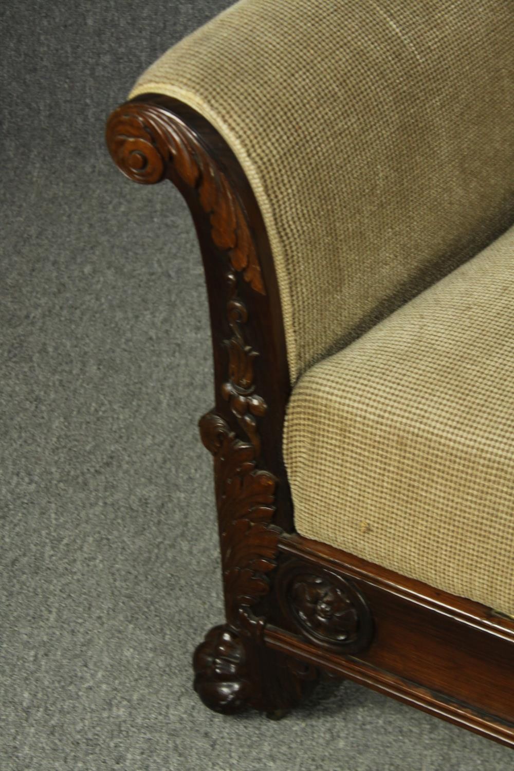 A Victorian style mahogany chaise longue, H.87 W.180 D.61cm. - Image 6 of 10