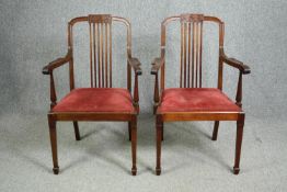 Armchairs, a pair, C.1900 mahogany.