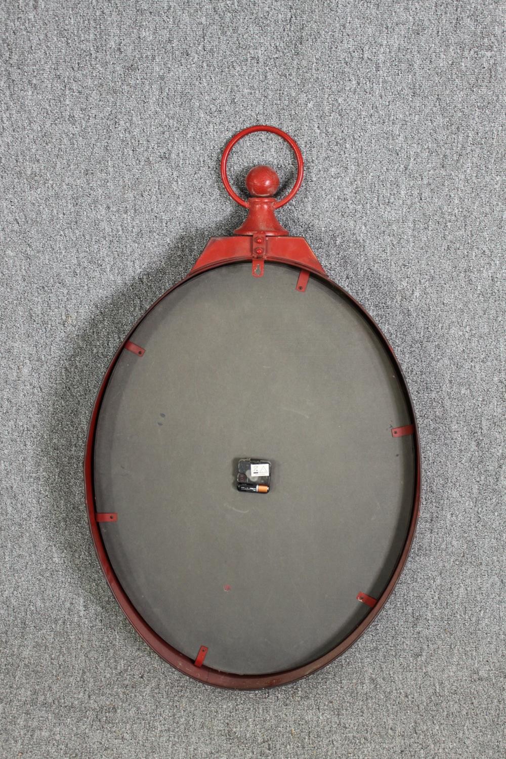 A vintage cafe style painted metal wall clock, H.85 W.57cm. - Image 5 of 5