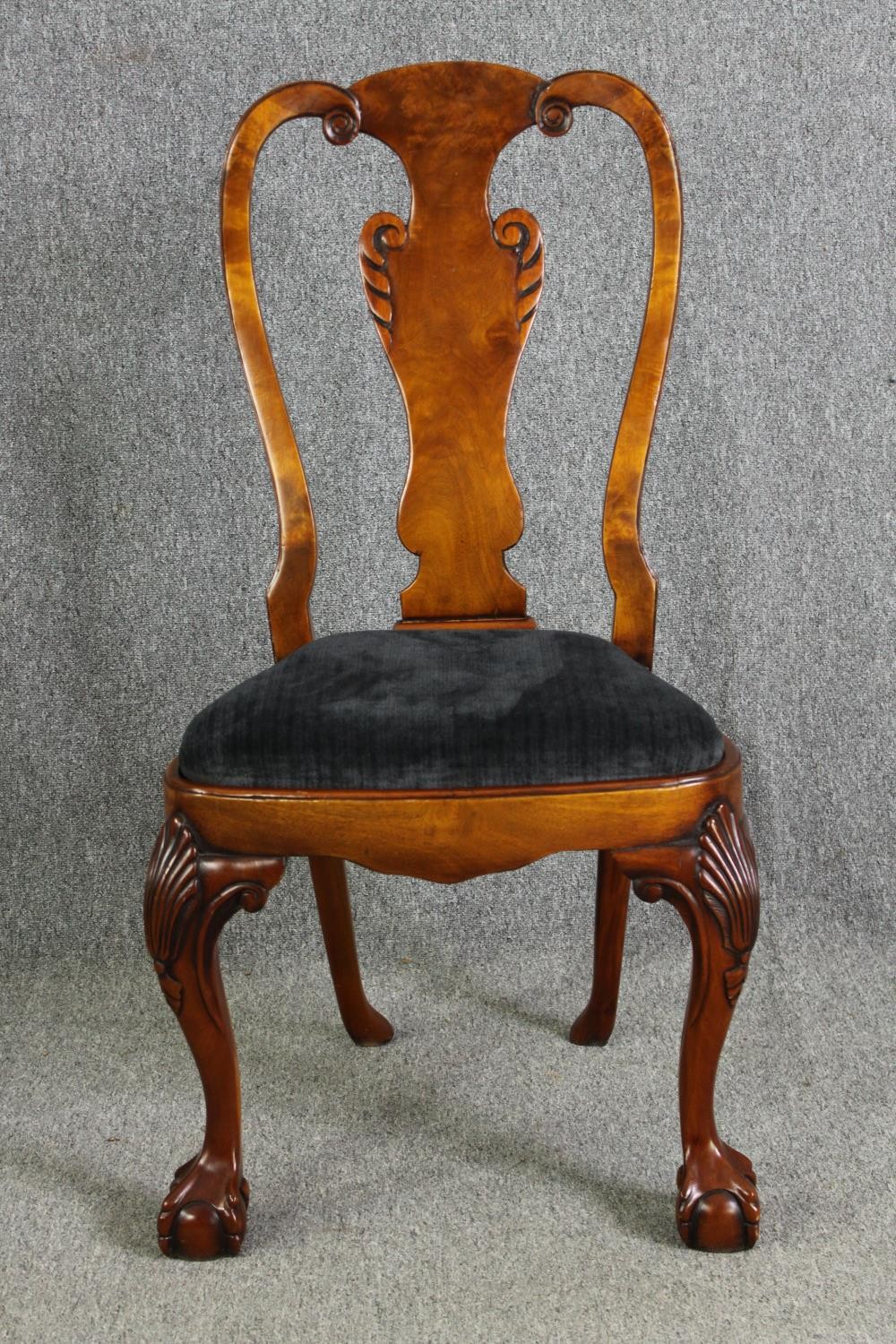A set of ten George II style walnut and upholstered dining chairs, including two carvers - Image 4 of 15