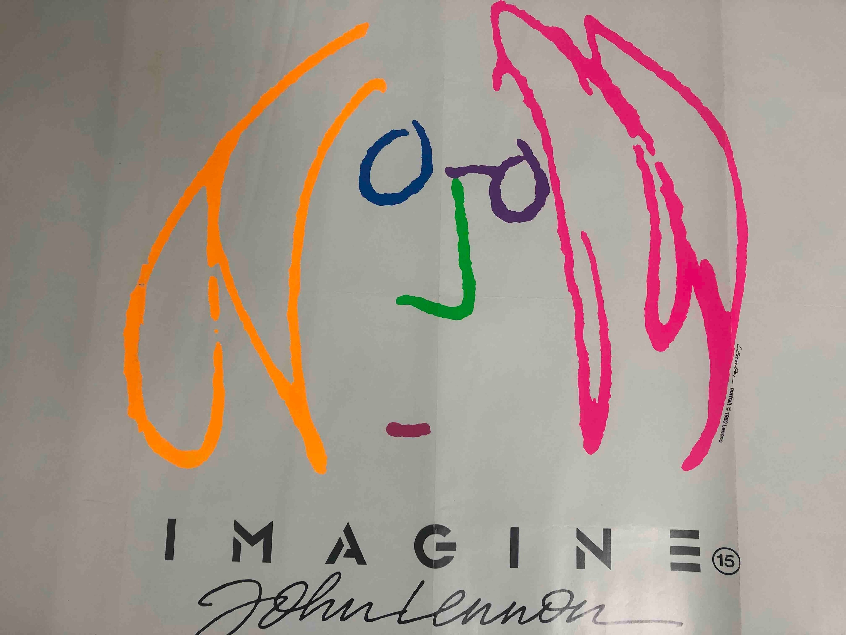 A British Quad film poster for the 1988 documentary Imagine, artwork by John Lennon. H.76 W.101cm. - Image 6 of 6