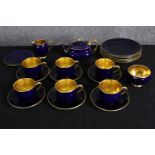 A Carltonware Bleu Royale part tea service, including six cups and saucers. Dia.19cm. (largest).
