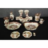 A collection of Mason's Ironstone Brown Velvet pattern, to include a pair of dolphin vases, jugs and