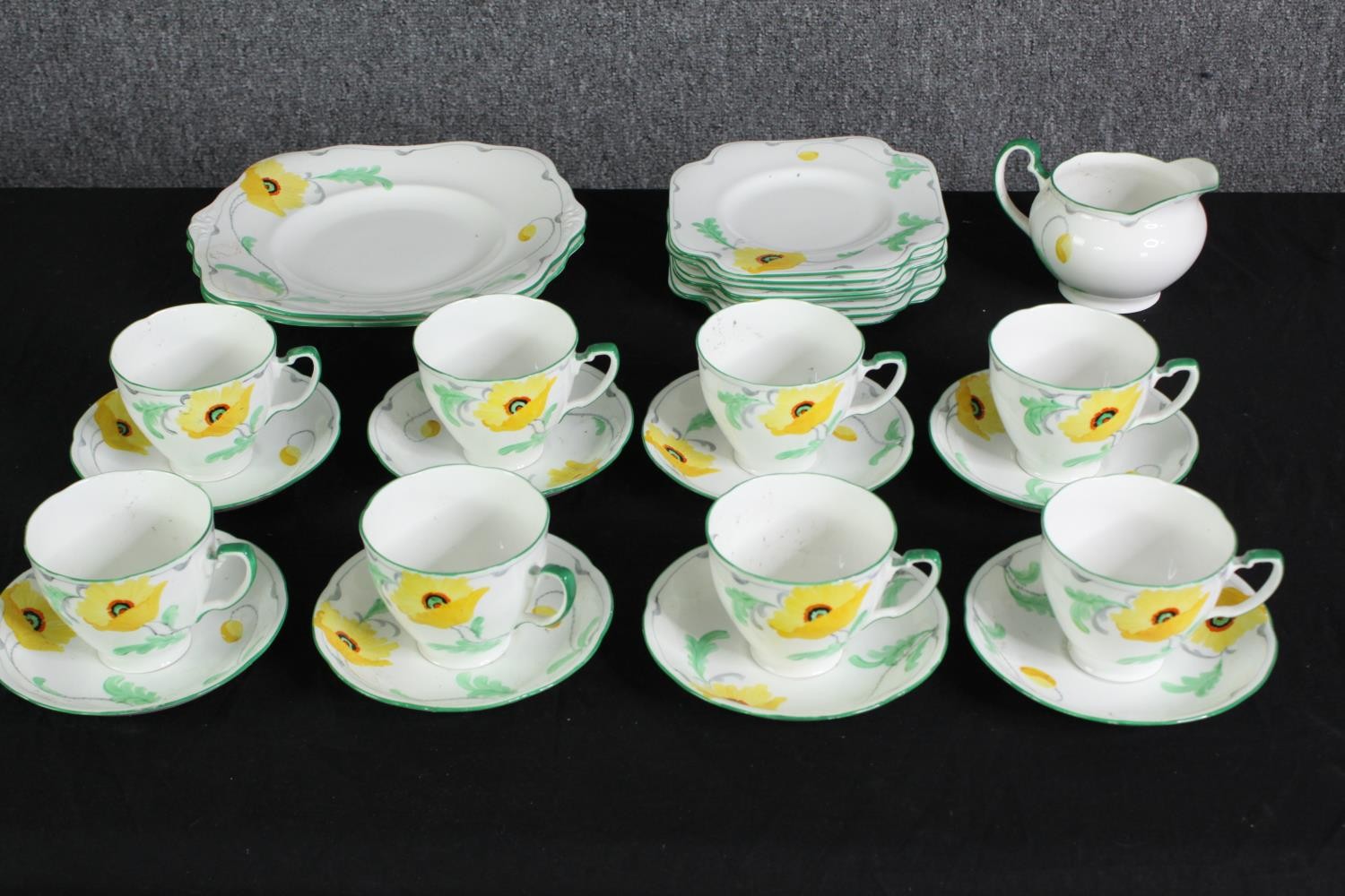 A Royal Grafton mid century china part tea service. A L.23 W.23cm. (largest).