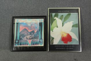 Two framed and glazed art gallery posters. H.92 W.66cm. (largest).