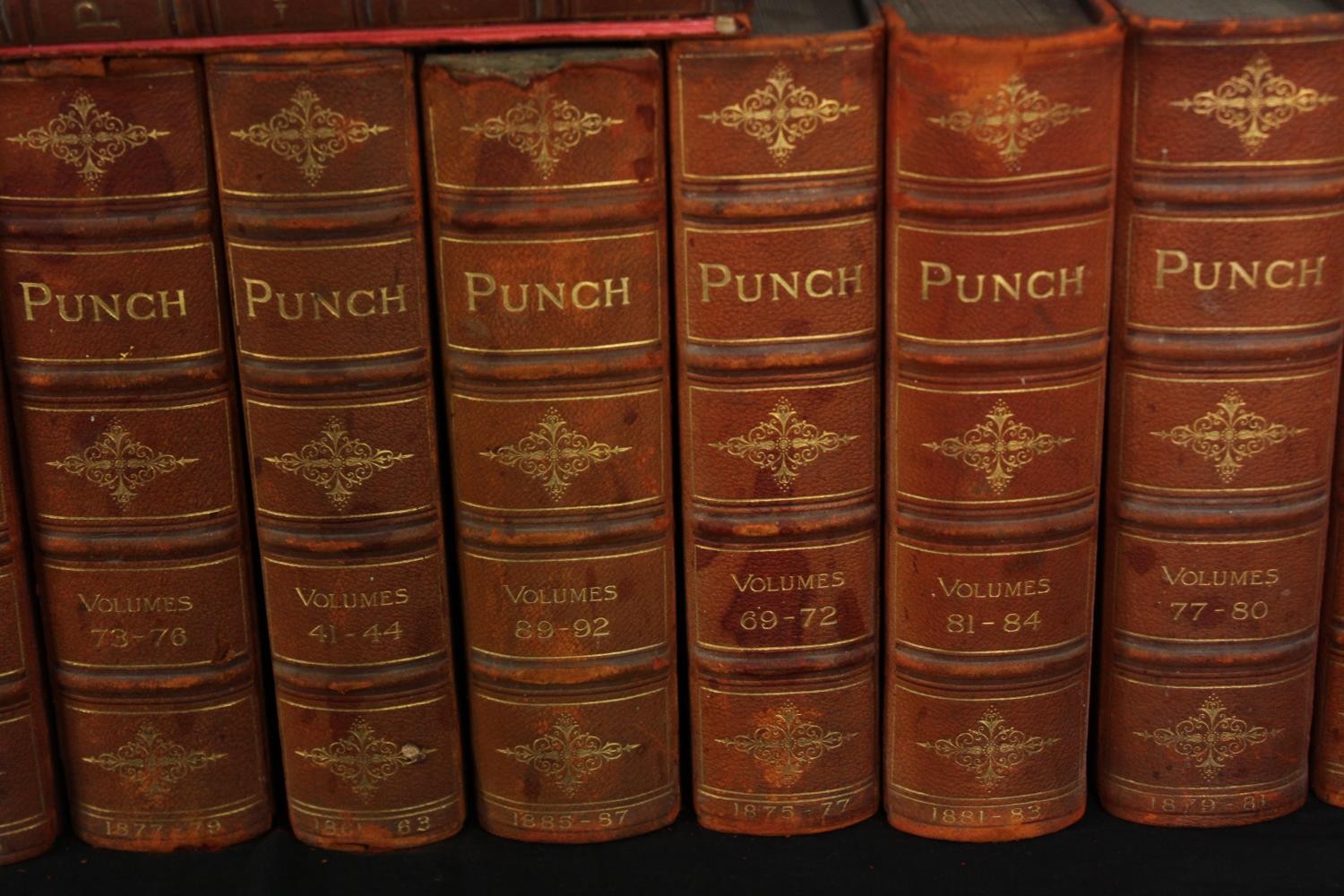 The History of Punch, late 19th century, volumes 1-100, complete set, leather bound. H.29 W.24cm. ( - Image 4 of 13