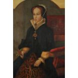 An oil on board of Mary I, Queen of England. Unsigned. H.41 W.31cm.