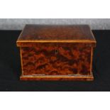 A burr yewwood travelling box, late 19th/early 20th century, H.12 W.20 D.15cm.