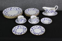 A Spode 'Blue Colonel' porcelain part tea service, Dia.28cm. (largest)