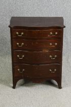 A small George III style mahogany chest of drawers, early 20th century. H.74 W.59 D.41cm.