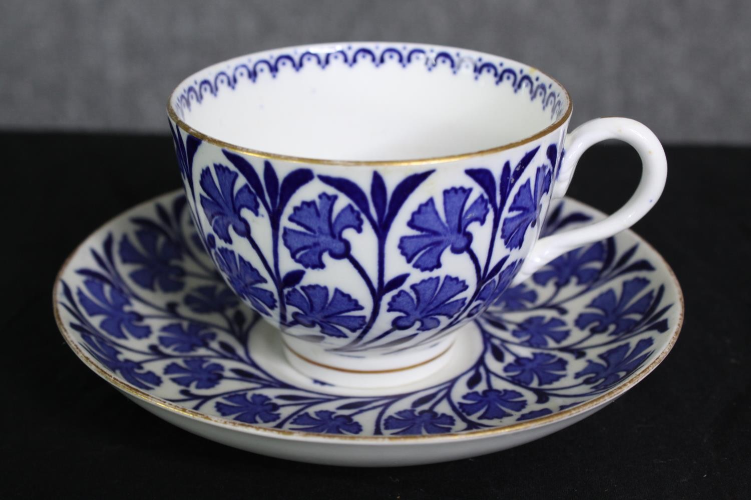 A Staffordshire blue and white porcelain part tea service Dia.25cm. (largest). - Image 3 of 6