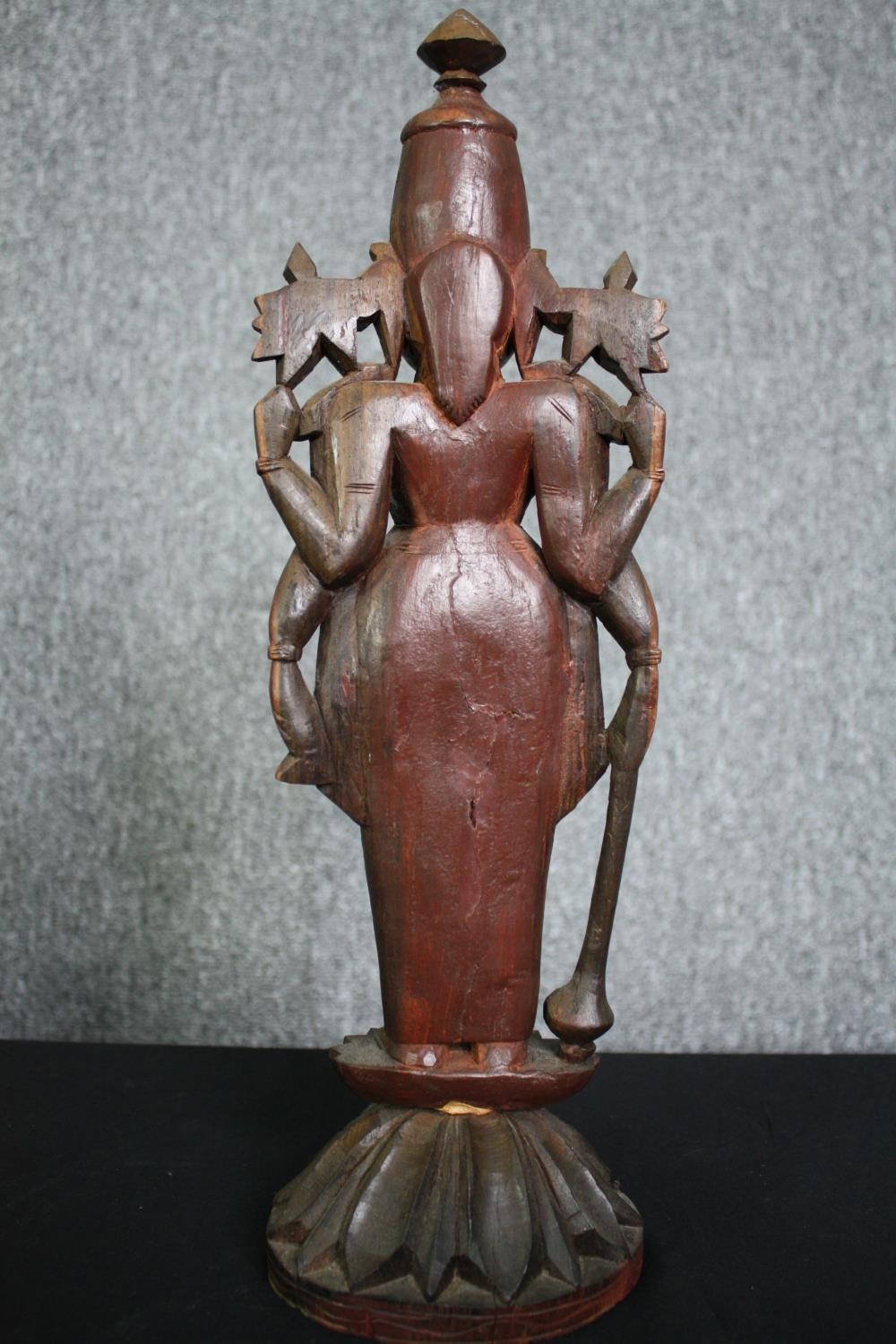 A carved Eastern hardwood figure of a goddess, an African carving and a central American carved - Image 14 of 15