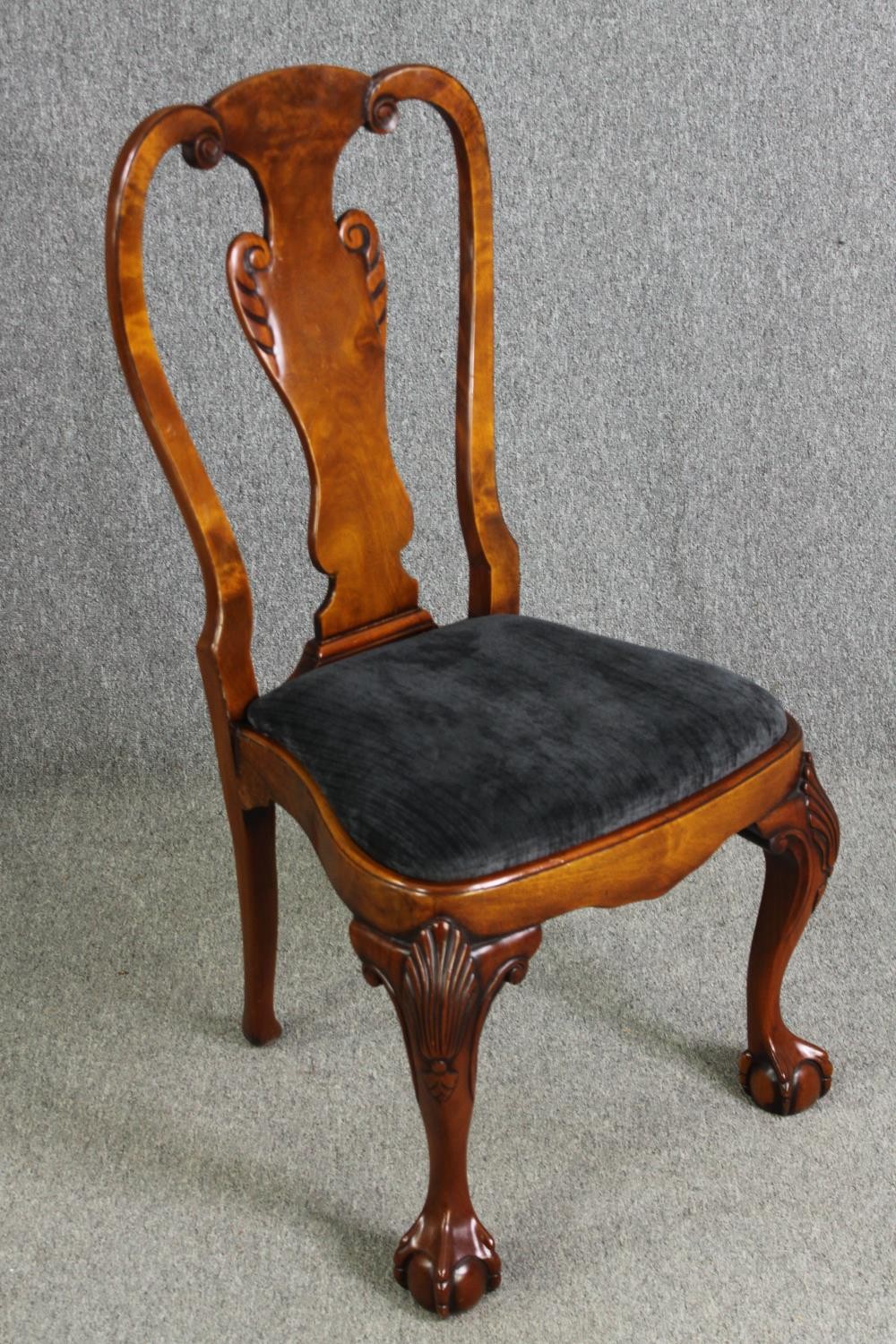 A set of ten George II style walnut and upholstered dining chairs, including two carvers - Image 5 of 15