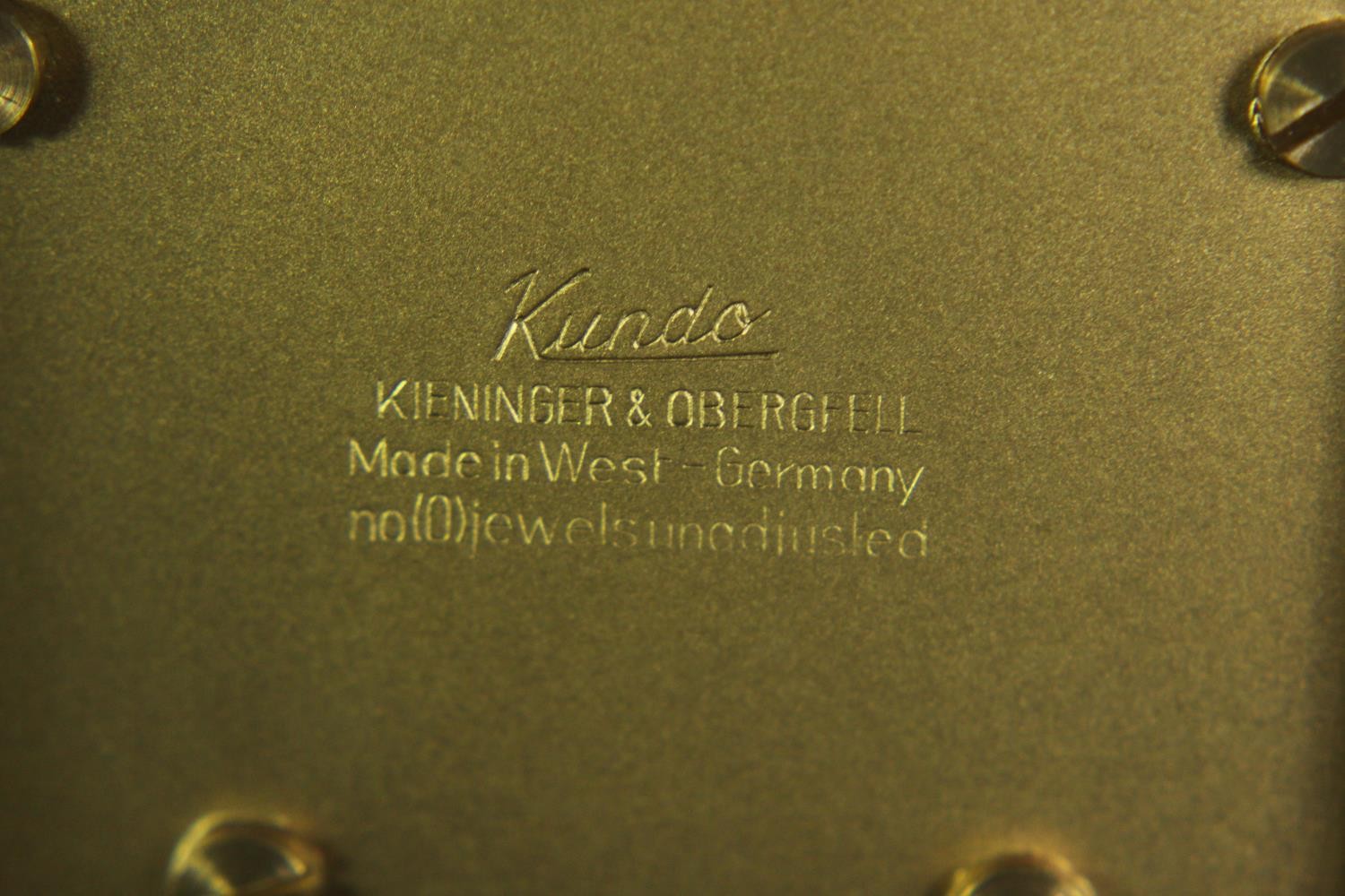 A vintage Kundo brass mantel clock, H.20 W.20 D.13cm. - Image 5 of 7