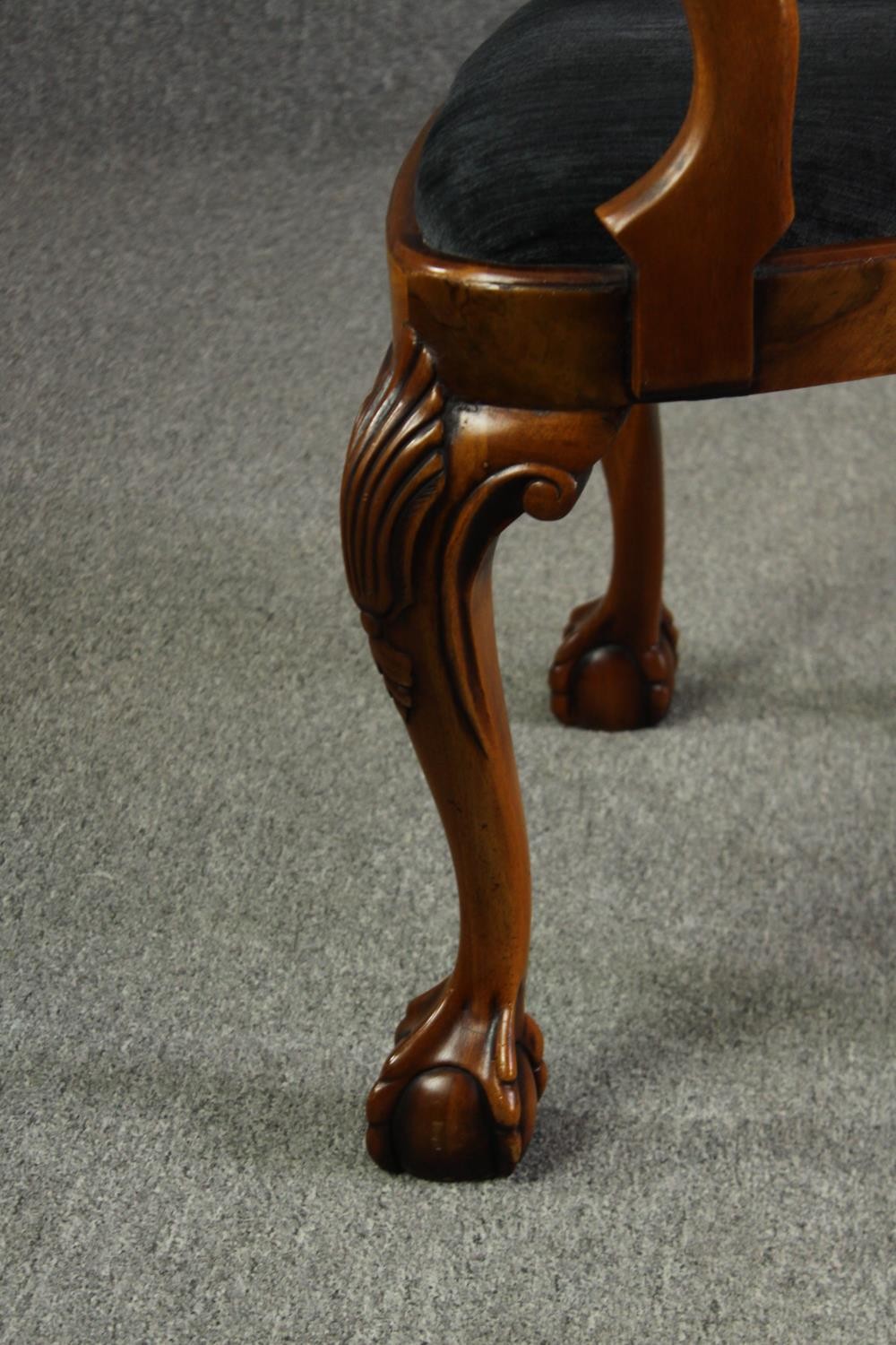 A set of ten George II style walnut and upholstered dining chairs, including two carvers - Image 13 of 15