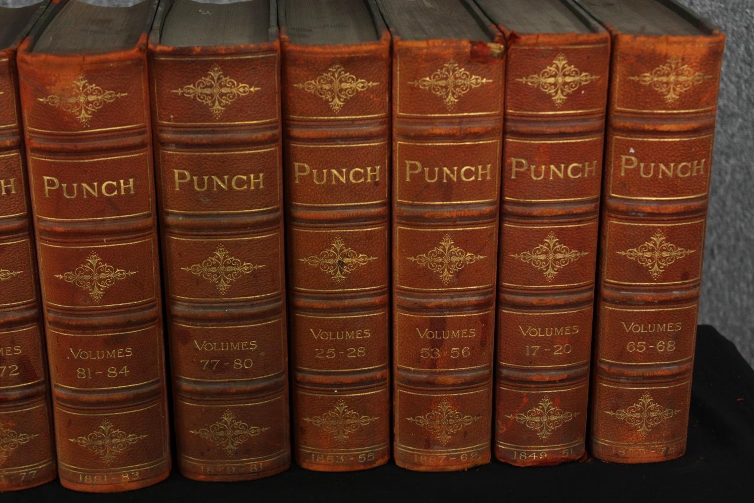 The History of Punch, late 19th century, volumes 1-100, complete set, leather bound. H.29 W.24cm. ( - Image 5 of 13