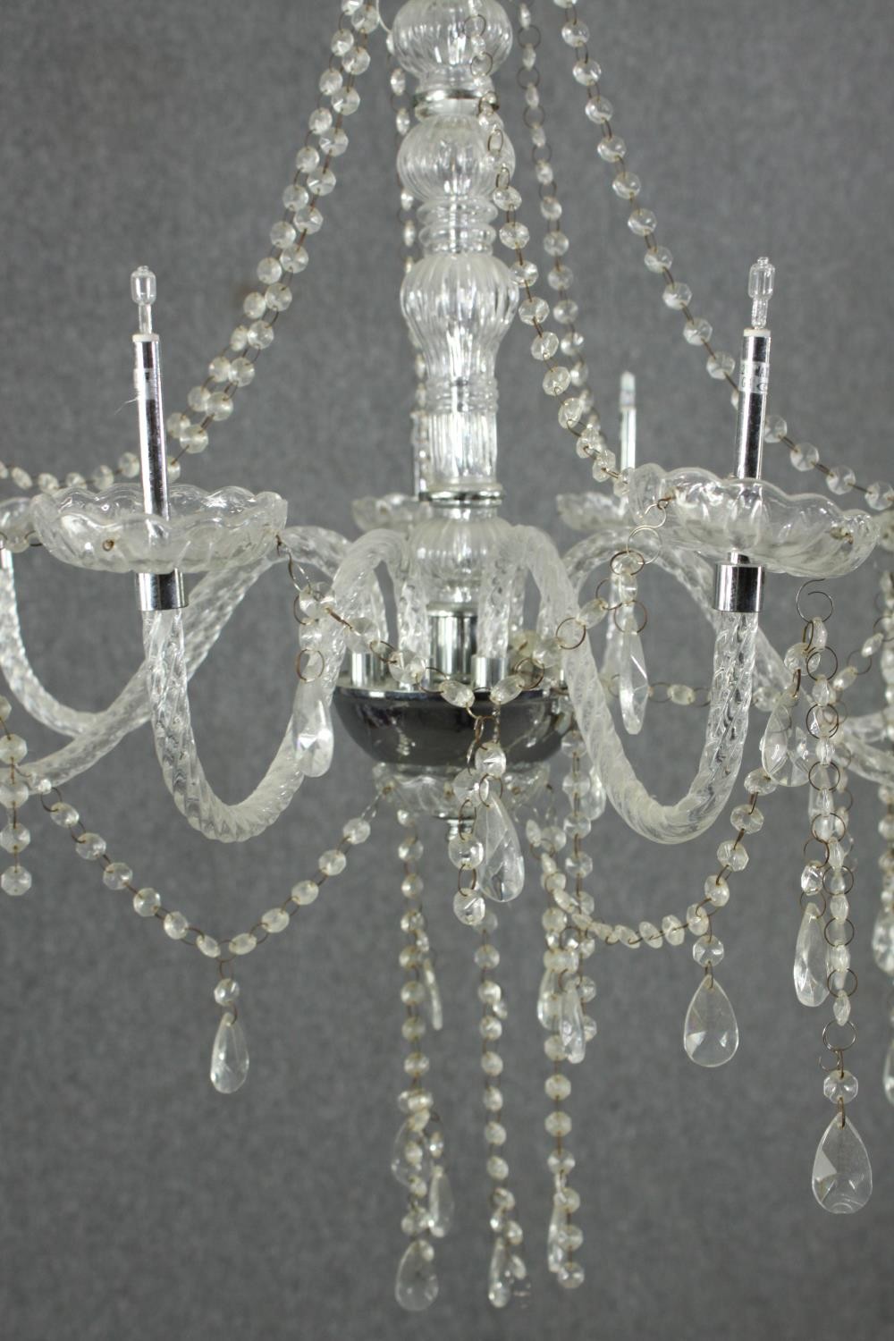 An eight branch crystal chandelier with swags and drops. (needs repair) H.72 Dia.60cm. - Image 3 of 5