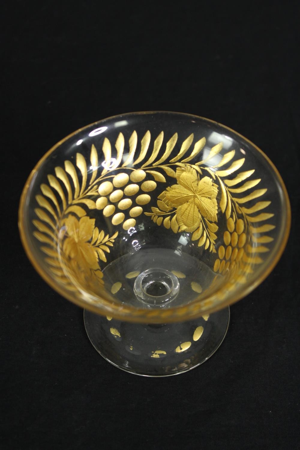 A vintage cut glass fruit bowl along with other glass items. Dia.25cm. (largest). - Image 3 of 9
