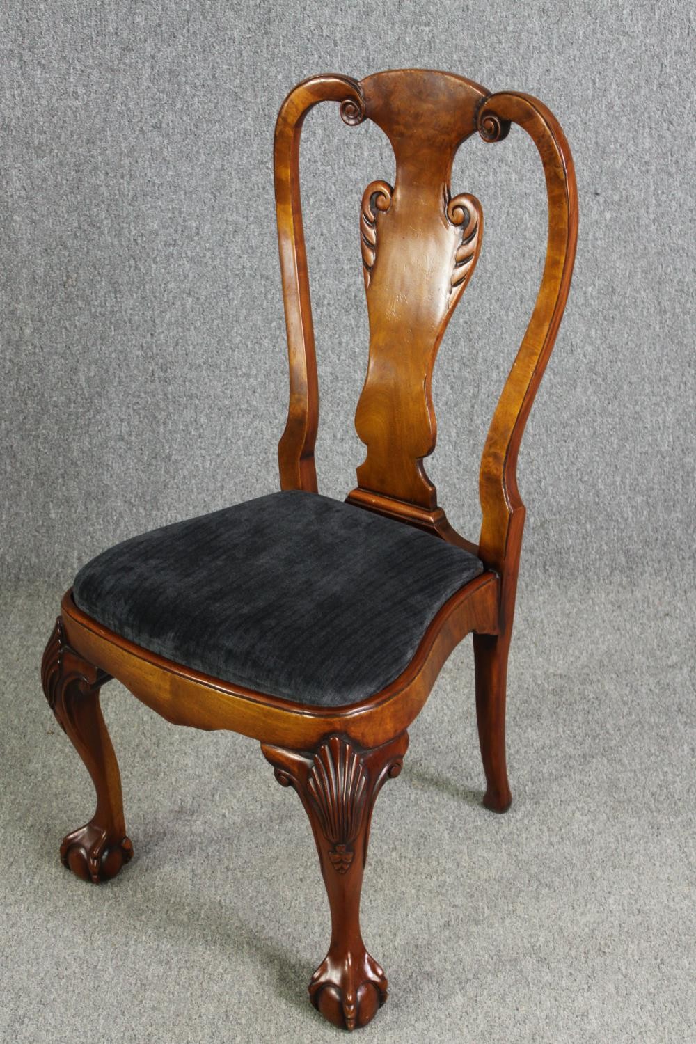 A set of ten George II style walnut and upholstered dining chairs, including two carvers - Image 6 of 15