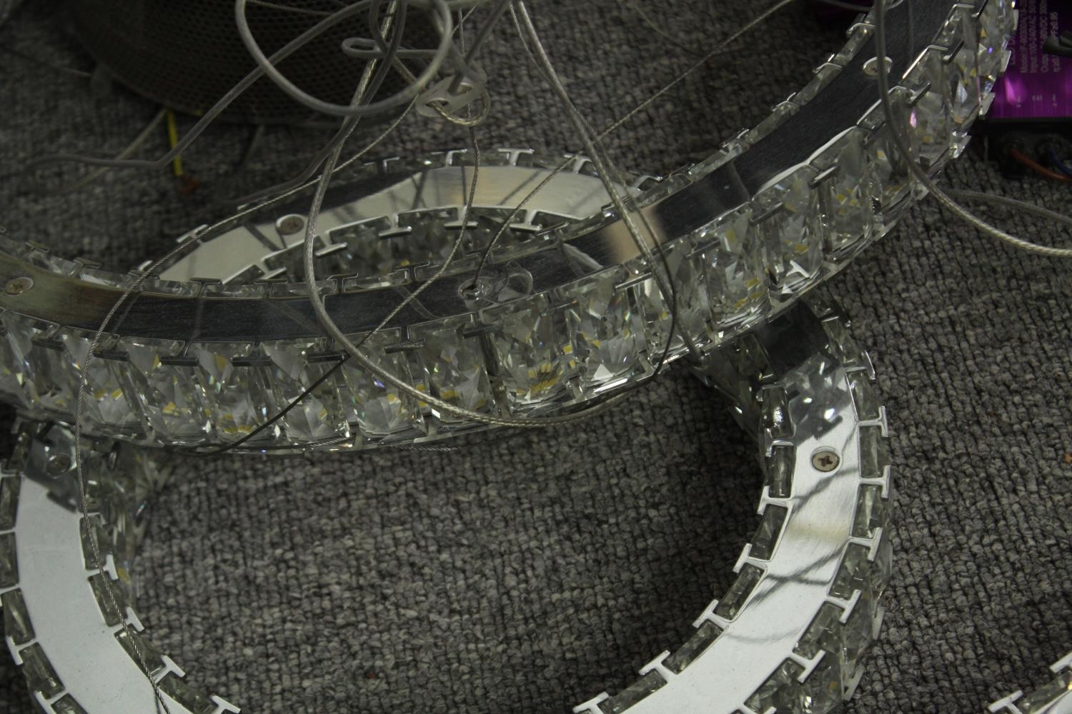 A contemporary galaxy crystal LED concentric ring chandelier. Dia.59cm. - Image 3 of 7